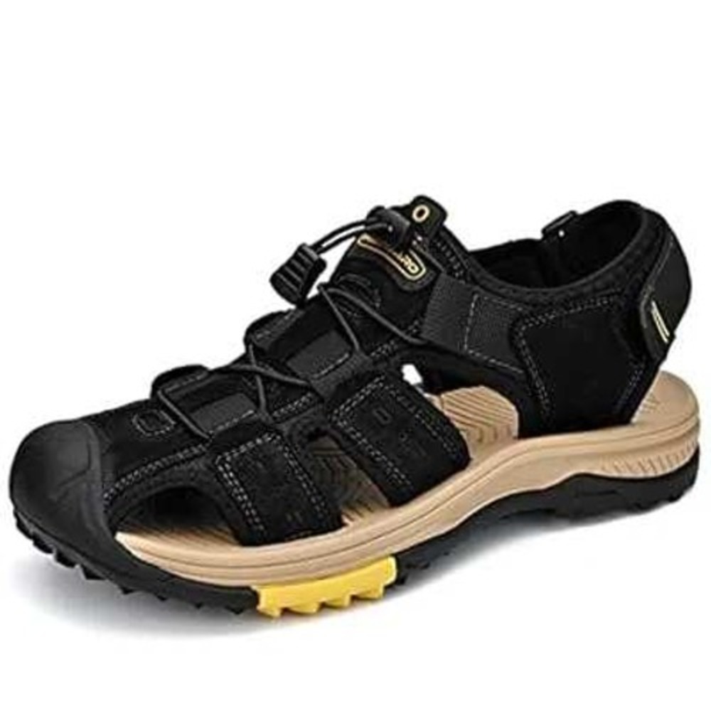 MAIHUARO Mens Hiking Sandals Black Tan Fisherman Sport Shoes Outdoor 12.5 NEW
